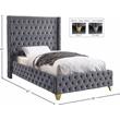 Meridian Furniture Savan Gray Velvet Twin Bed