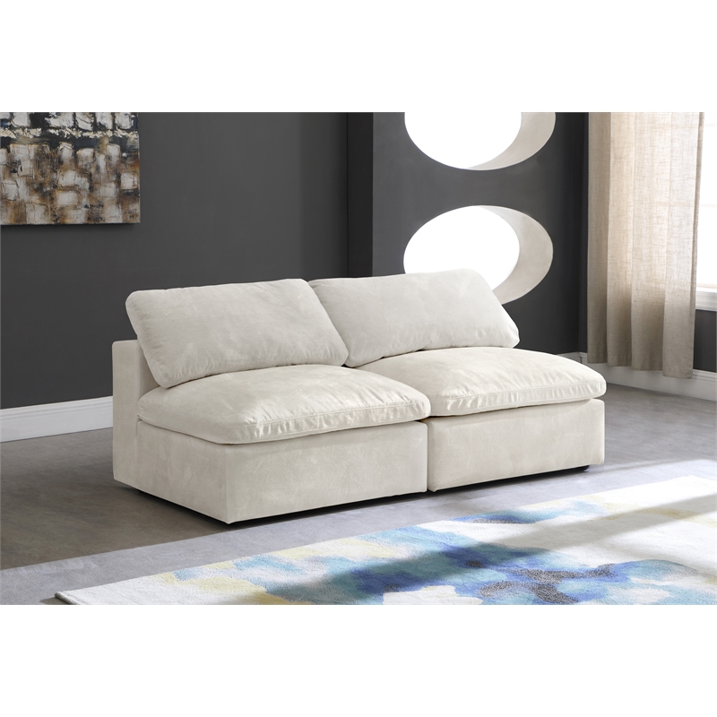 Meridian Furniture Cozy Cream Velvet Modular Armless Loveseat