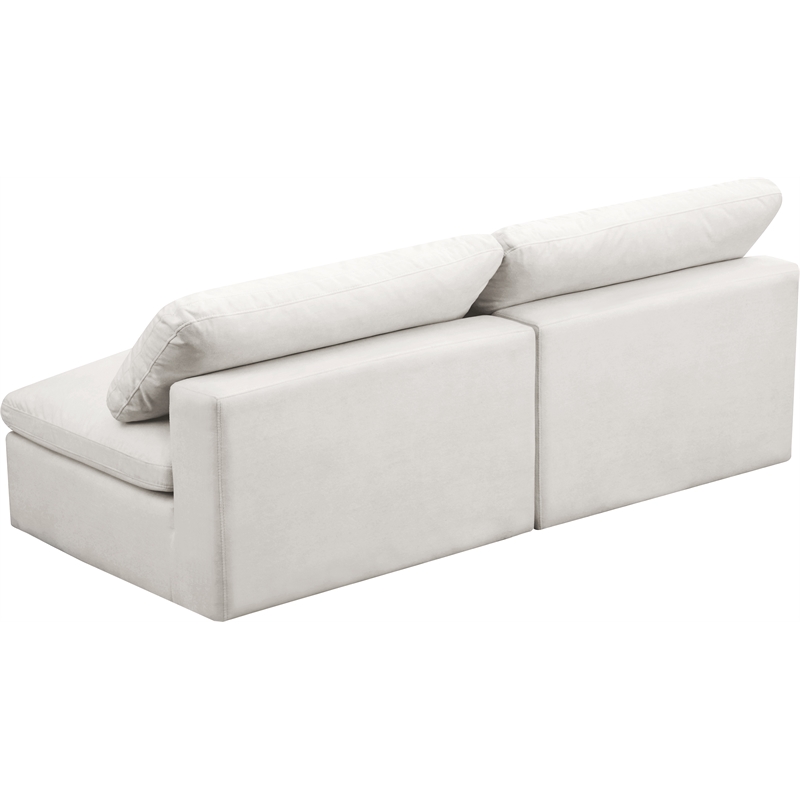 Meridian Furniture Cozy Cream Velvet Modular Armless Loveseat