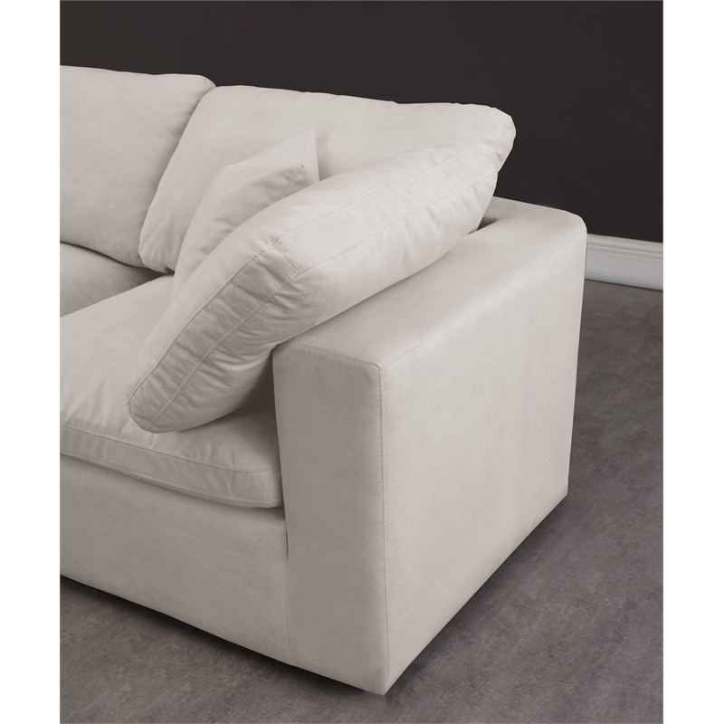 Meridian Furniture Cozy Cream Velvet Modular Armless Loveseat
