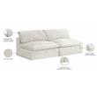 Meridian Furniture Cozy Cream Velvet Modular Armless Loveseat