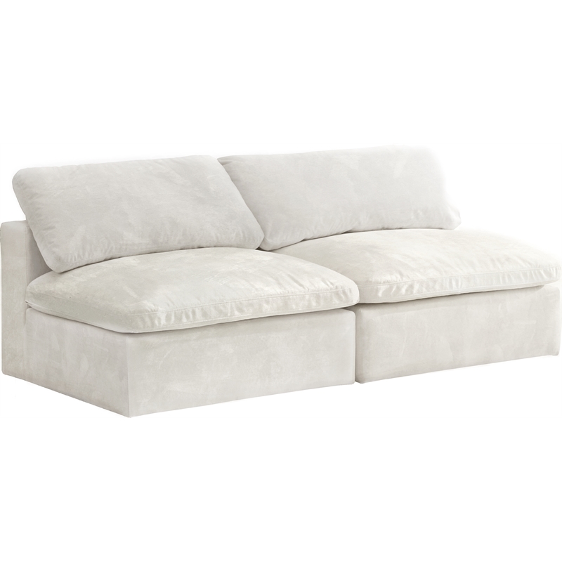 Meridian Furniture Cozy Cream Velvet Modular Armless Loveseat