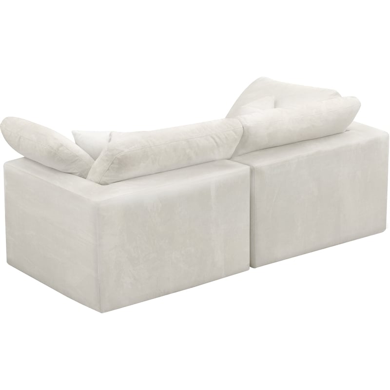 Meridian Furniture Cozy Cream Velvet Modular 2 Piece Loveseat