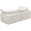 Meridian Furniture Cozy Cream Velvet Modular 2 Piece Loveseat
