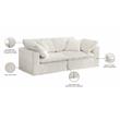 Meridian Furniture Cozy Cream Velvet Modular 2 Piece Loveseat