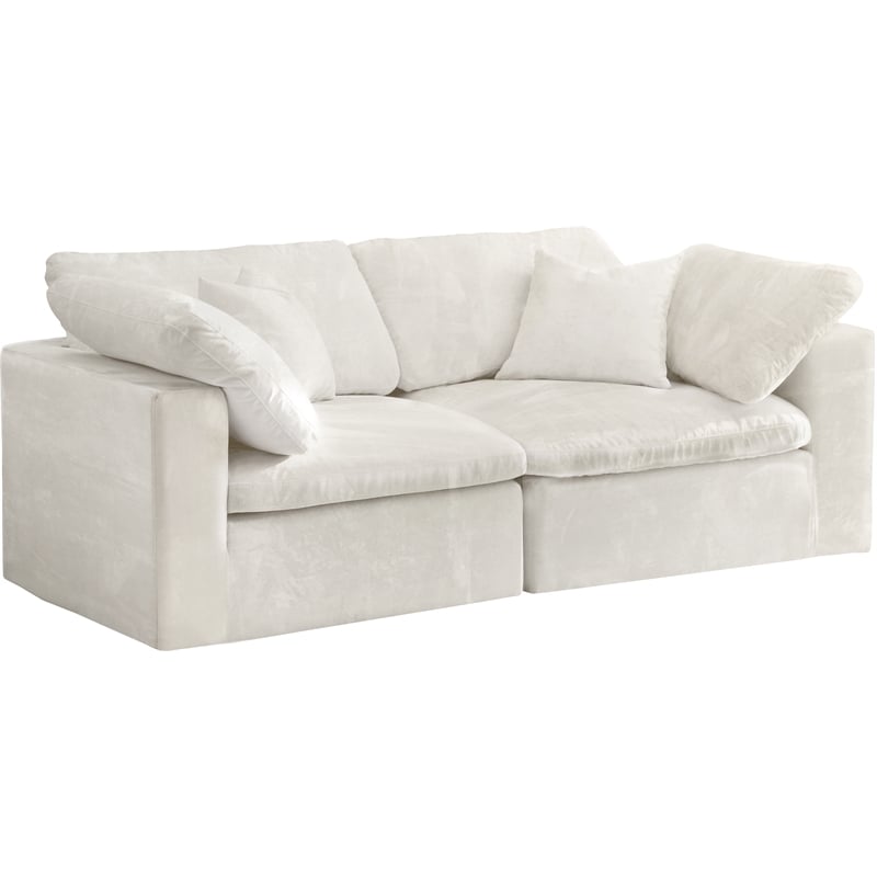 Meridian Furniture Cozy Cream Velvet Modular 2 Piece Loveseat