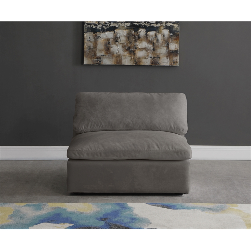 Meridian Furniture Cozy Gray Velvet Modular Armless Chair