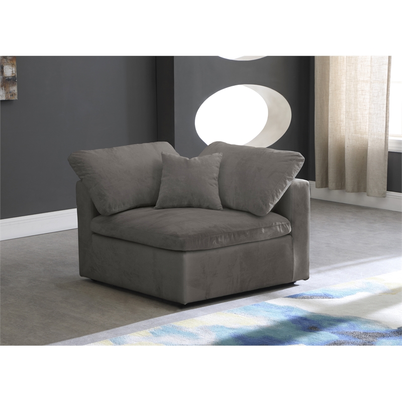 Meridian Furniture Cozy Gray Velvet Modular Corner Chair