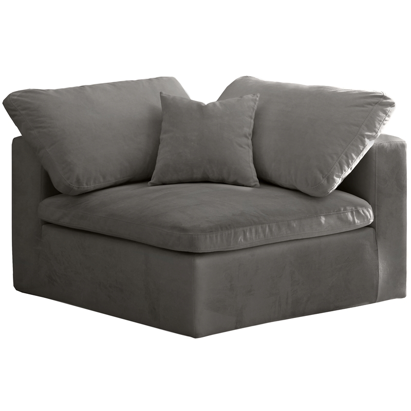 Meridian Furniture Cozy Gray Velvet Modular Corner Chair
