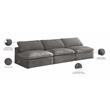 Meridian Furniture Cozy Gray Velvet Modular 3 Piece Armless Sofa
