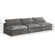 Meridian Furniture Cozy Gray Velvet Modular 3 Piece Armless Sofa