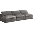 Meridian Furniture Cozy Gray Velvet Modular 3 Piece Armless Sofa