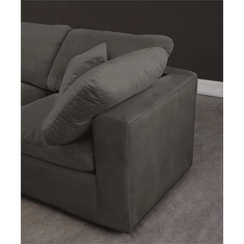 Meridian Furniture Cozy Gray Velvet Modular 3 Piece Sofa