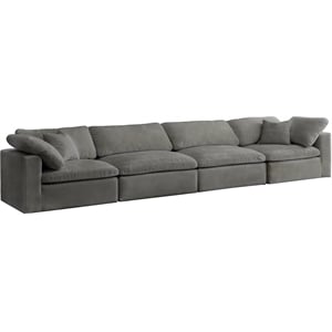 Meridian Furniture Cozy Gray Velvet Modular 4 Piece Sofa