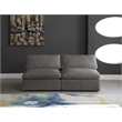 Meridian Furniture Cozy Gray Velvet Modular 2 Piece Armless Loveseat