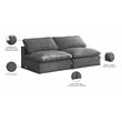 Meridian Furniture Cozy Gray Velvet Modular 2 Piece Armless Loveseat