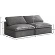 Meridian Furniture Cozy Gray Velvet Modular 2 Piece Armless Loveseat