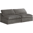 Meridian Furniture Cozy Gray Velvet Modular 2 Piece Armless Loveseat