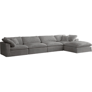 Meridian Furniture Cozy Gray Velvet Modular Sectional