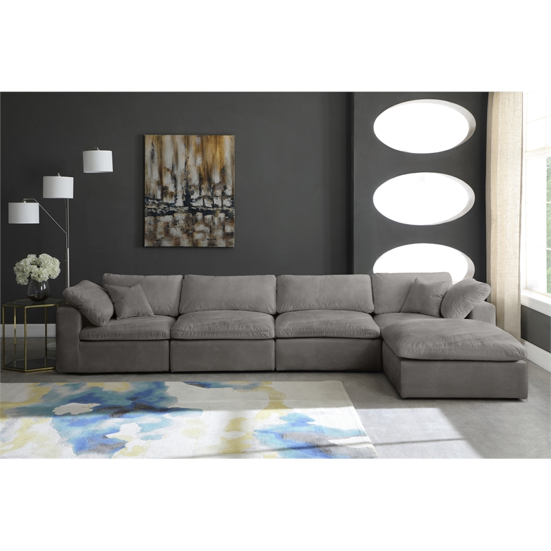 Meridian Furniture Cozy Gray Velvet Modular Sectional