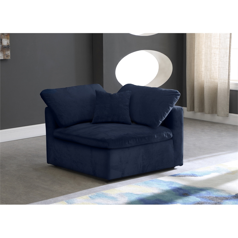 Meridian Furniture Cozy Navy Velvet Modular Corner Chair
