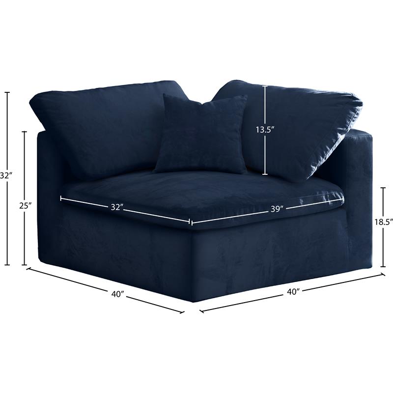 Meridian Furniture Cozy Navy Velvet Modular Corner Chair