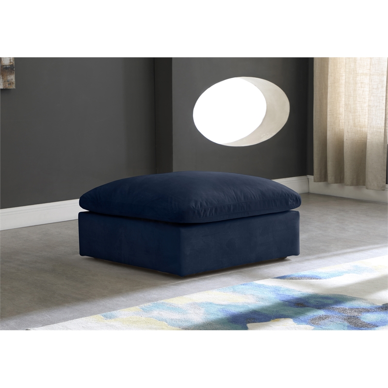 Meridian Furniture Cozy Navy Velvet Modular Ottoman