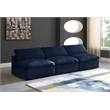 Meridian Furniture Cozy Navy Velvet Modular 3 Piece Armless Sofa