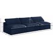 Meridian Furniture Cozy Navy Velvet Modular 3 Piece Armless Sofa