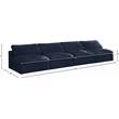 Meridian Furniture Cozy Navy Velvet Modular 4 Piece Armless Sofa