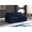Meridian Furniture Cozy Navy Velvet Modular 2 Piece Armless Loveseat