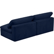 Meridian Furniture Cozy Navy Velvet Modular 2 Piece Armless Loveseat