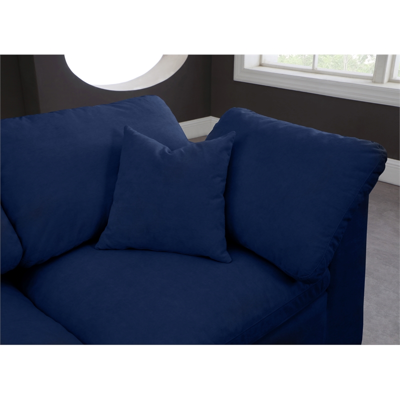 Meridian Furniture Cozy Navy Velvet Modular 2 Piece Armless Loveseat