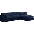 Meridian Furniture Cozy Navy Velvet Overstuffed Modular Sectional
