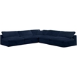 Meridian Furniture Cozy Navy Velvet Overstuffed Modular Sectional