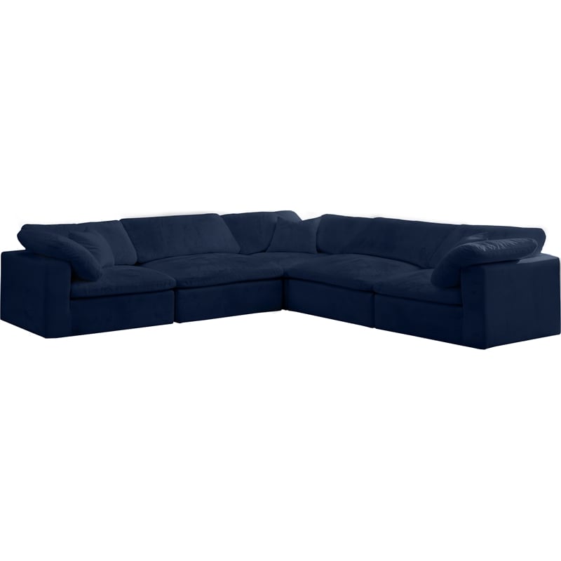 Navy/5-Piece: 2 Armless Chair, 3 Corner Chair