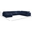 Meridian Furniture Cozy Navy Velvet Overstuffed Modular Sectional