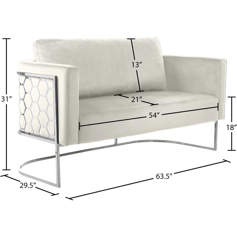 Meridian Furniture Casa Cream Velvet Upholstereded Loveseat