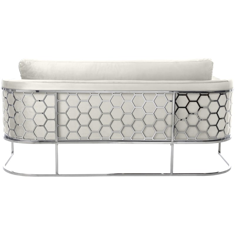 Meridian Furniture Casa Cream Velvet Upholstereded Sofa