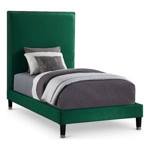 Meridian Furniture Harlie Green Velvet Twin Bed