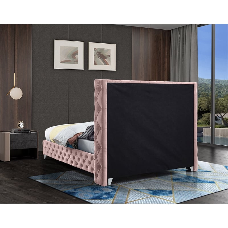 Meridian Furniture Savan Pink Velvet King Bed