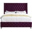Meridian Furniture Savan Purple Velvet Queen Bed