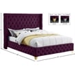 Meridian Furniture Savan Purple Velvet Queen Bed