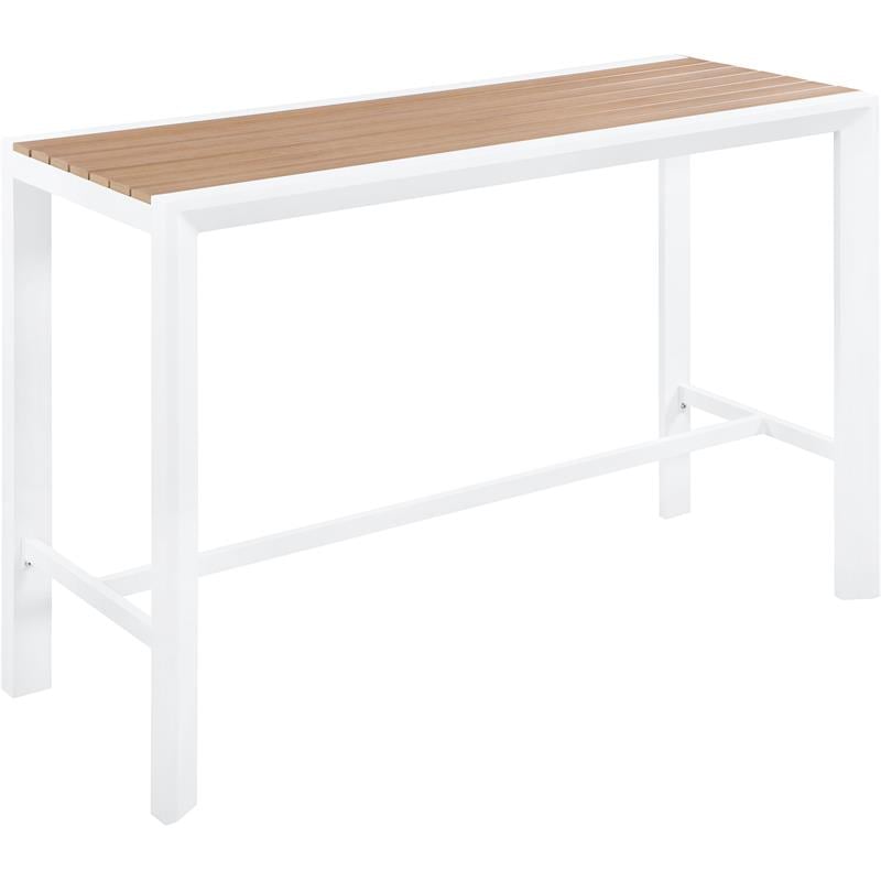 Meridian Furniture Nizuc Brown Wood Outdoor Patio Rectangle Bar Table