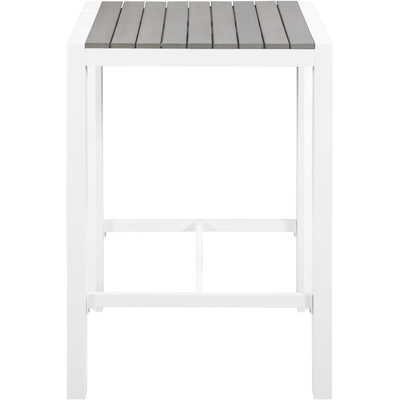 Meridian Furniture Nizuc Grey Wood Outdoor Patio Square Bar Table