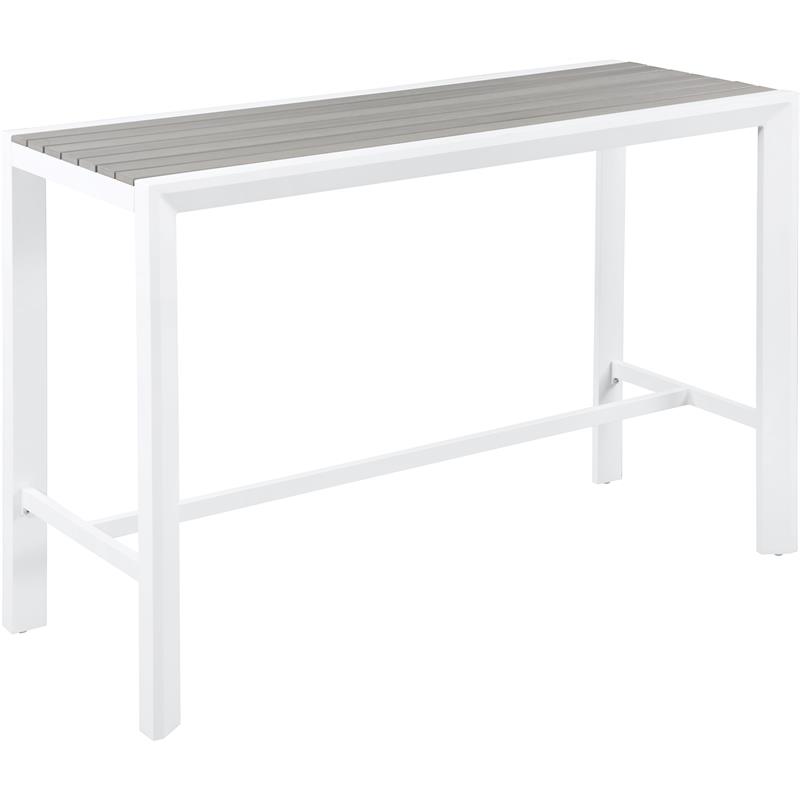 Meridian Furniture Nizuc Grey Wood Outdoor Patio Rectangle Bar Table