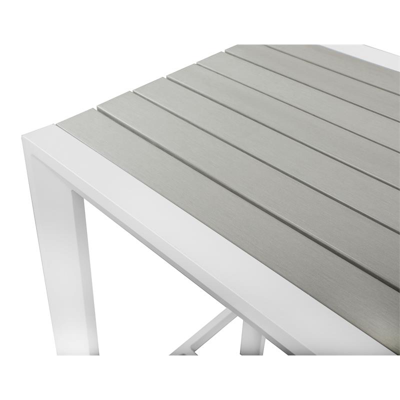 Meridian Furniture Nizuc Grey Wood Outdoor Patio Rectangle Bar Table