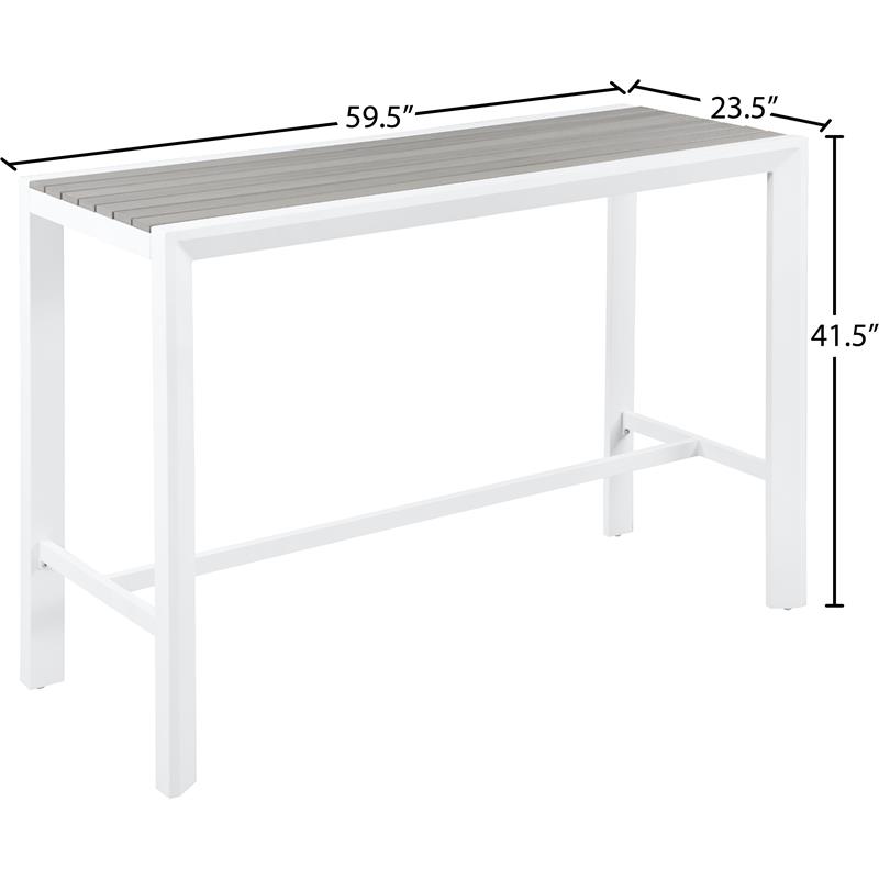 Meridian Furniture Nizuc Grey Wood Outdoor Patio Rectangle Bar Table