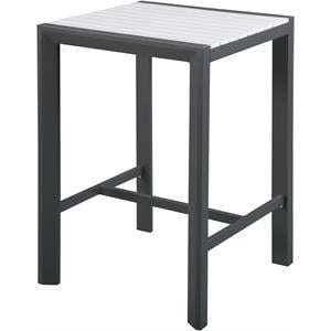 Meridian Furniture Nizuc White Wood Outdoor Patio Square Bar Table