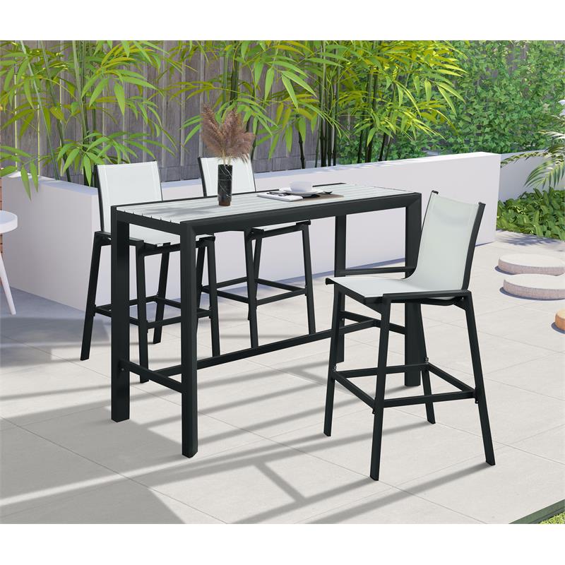 Meridian Furniture Nizuc White Wood Outdoor Patio Rectangle Bar Table